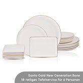 Karaca Santo für 6 Personen Geschirrset 18-teilig – New Generation Bone Weiss-Gold